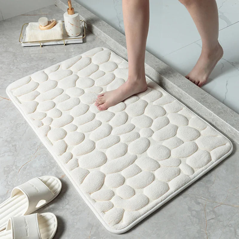 Mat Carpets Embossed Cobblestone Carpet Water Absorbing and Non-slip Washable Memory Foam Floor Mat for Indoor Bathrooms
