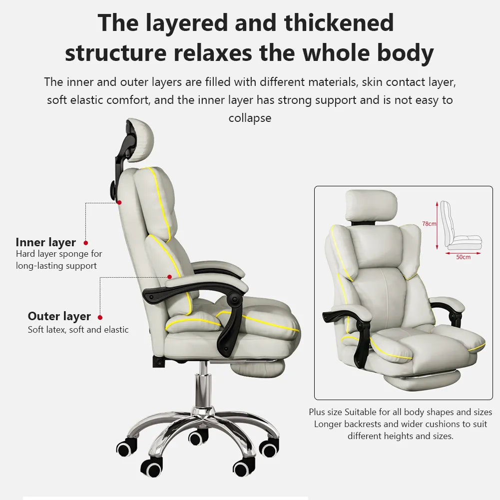 PU Leather Gaming Desk Chair With Headrest Lumbar Support Adjustable Height Ergonomic Design Office Computer Chair With Footrest