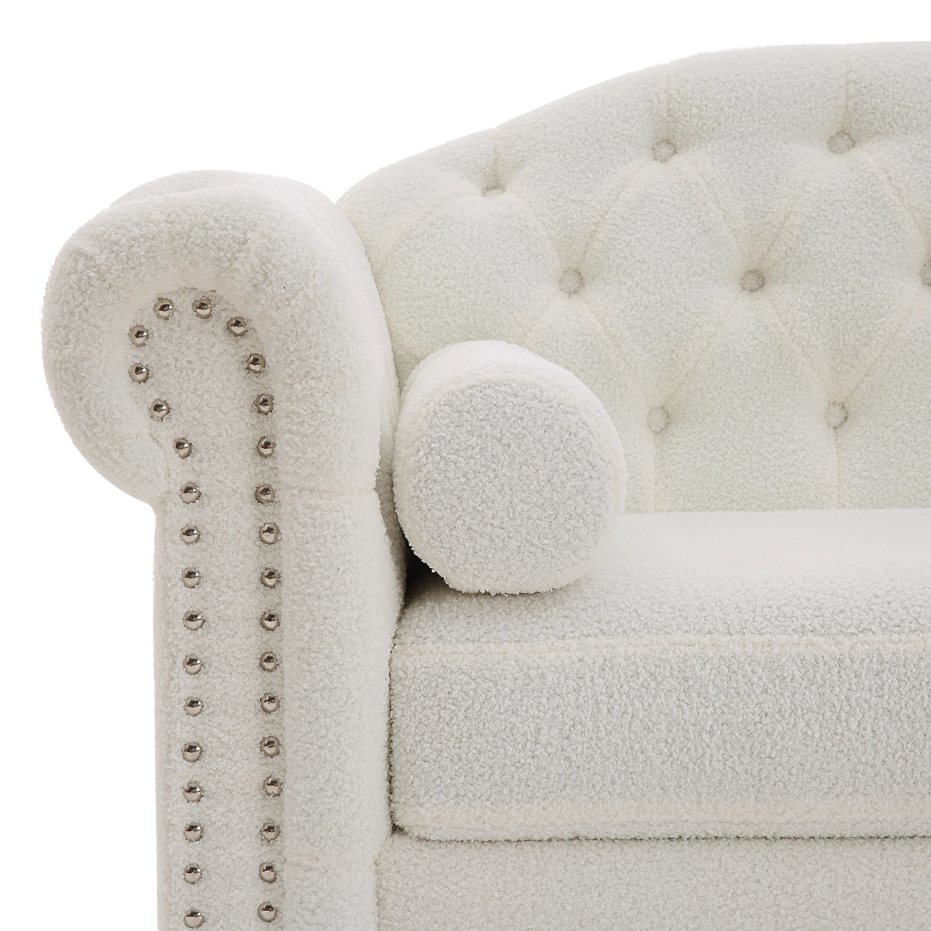 Classic Traditional Living Room Upholstered Sofa with high-tech Fabric Surface Chesterfield Tufted Fabric Sofa Couch Large-White
