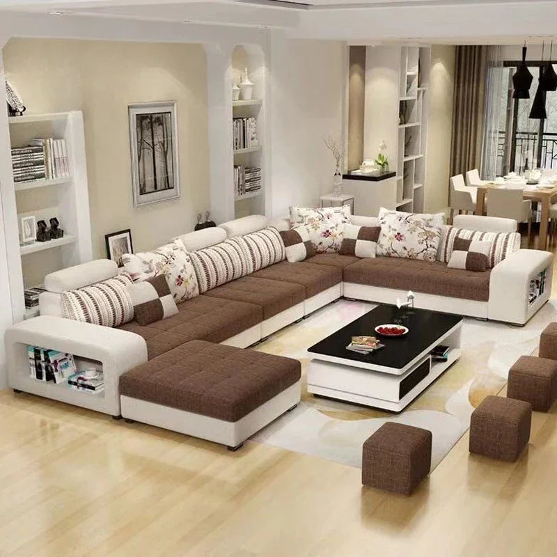 Hot Sale Western Style Sectional Fabric Set U Shape Corner Sofa CEFS002 For Living Room
