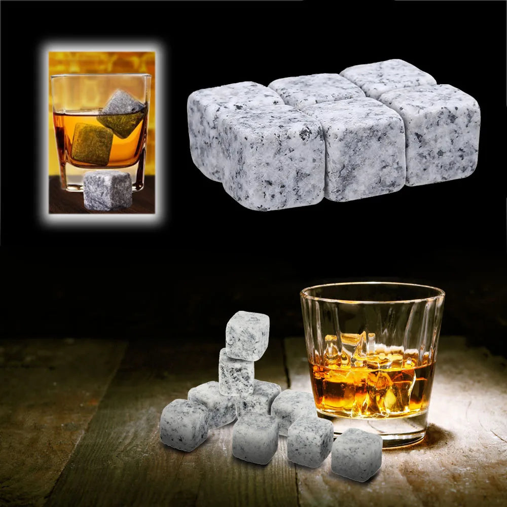 Natural Granite Whiskey Stones Sipping Ice Cube Whisky Stone Wine Rocks Cooler Wedding Gift Favor Christmas Bar accessories