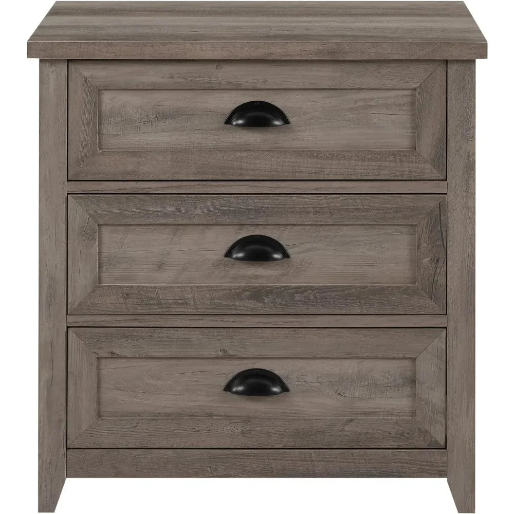 Modern Farmhouse 3 Drawer Framed Nightstand With Half-Moon Handles Home Furniture 25 Inch Bedside Table Bedroom Freight free