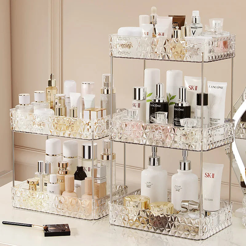 Acrylic Storage Organizer Shelf Of Bathroom Home Kitchen Makeup Skincare Shampoo Lipstick Tabletop Holder Cosmetic Desk Rack