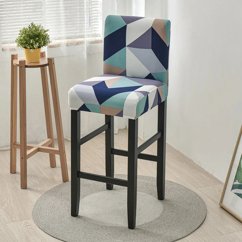 Elastic Short Chair Cover Spandex printed Bar Stool Seat Covers chair Protector Slipcovers for cafe dining room kitchen washable
