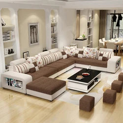 Hot Sale European Luxury Living Room sofas 7 Seater U shaped Home Furniture Wooden fabric Armchair corner recliner sectional