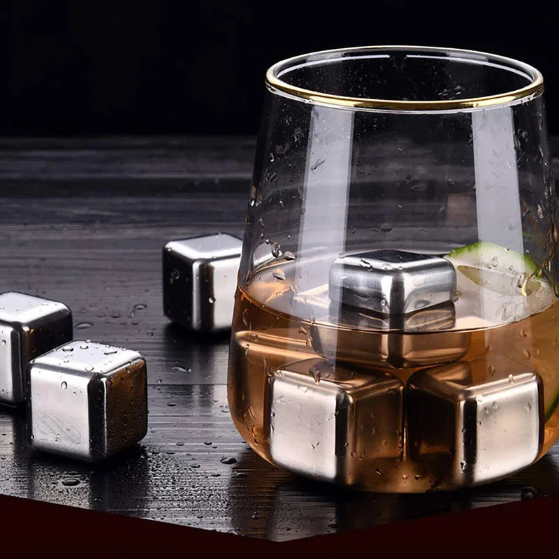 Stainless Steel Ice Cubes Set Reusable Chilling Stones for Whiskey Wine Wine Cooling Cube Chilling Rock Party Bar Tool