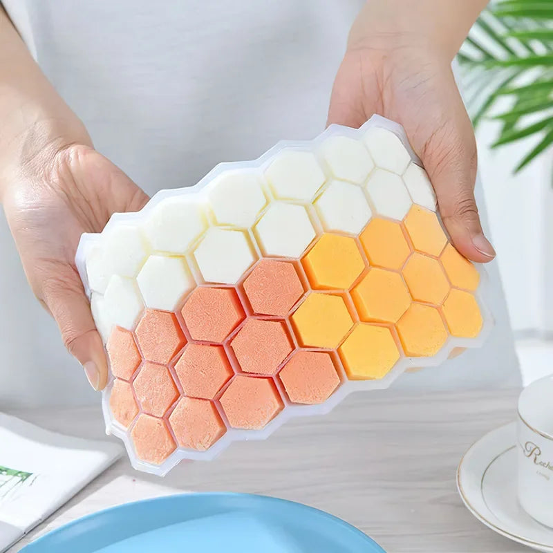 37 Cavity Honeycomb Ice Cube Silicone Mold Reusable Trays Ice Cube Maker Food Grade Ice Maker Popsicle Mould Household Ice Mold