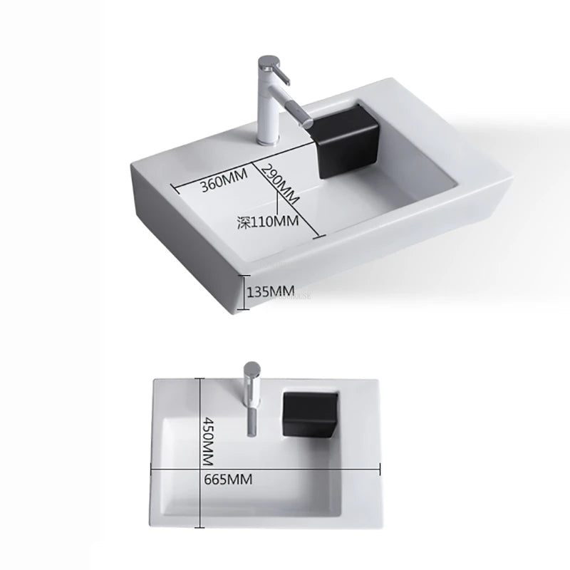 Rectangular Bathroom Sinks Creative Ceramic Countertop Basin Home Bathroom Wash Basin Nordic Art Basin Washing Machine Washbasin