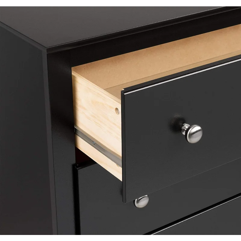 Bedroom Furniture: Black Double Dresser for Bedroom, 6-Drawer Wide Chest of Drawers, Traditional Bedroom Dresser
