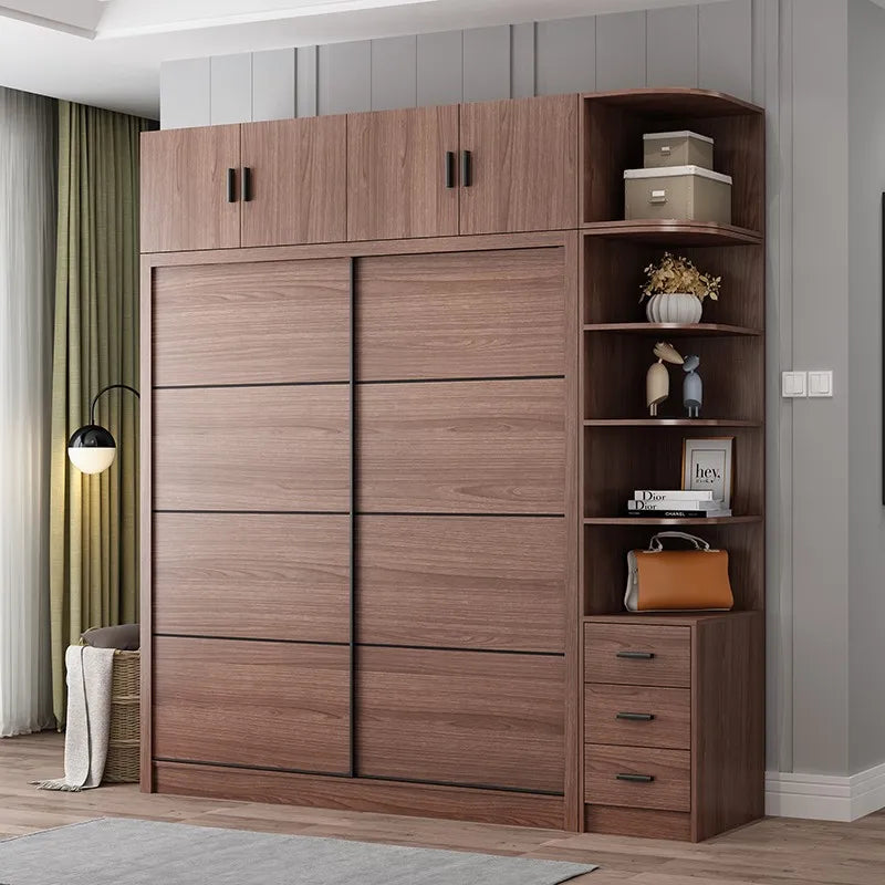 Closet sliding door modern simple economy household bedroom sliding door storage cabinet storage assembly wardrobe