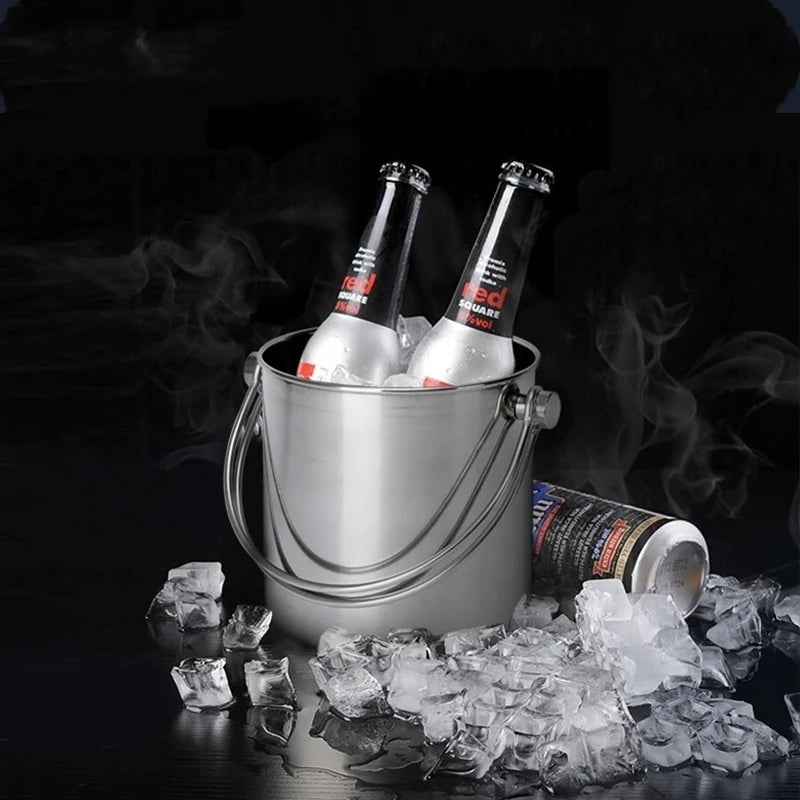 1.2L Stainless Steel Ice Bucket Wine Champagne with Strainer & Ice Tong Barware