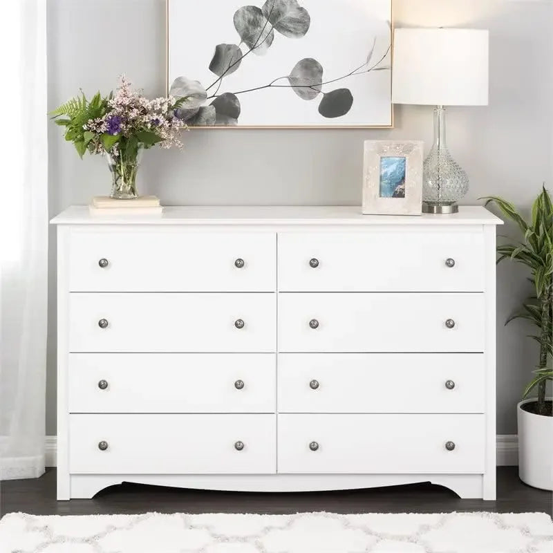 Prepac Monterey 8 Drawer Double Dresser for Bedroom, 15.75" D x 59" W x 36.25" H, White