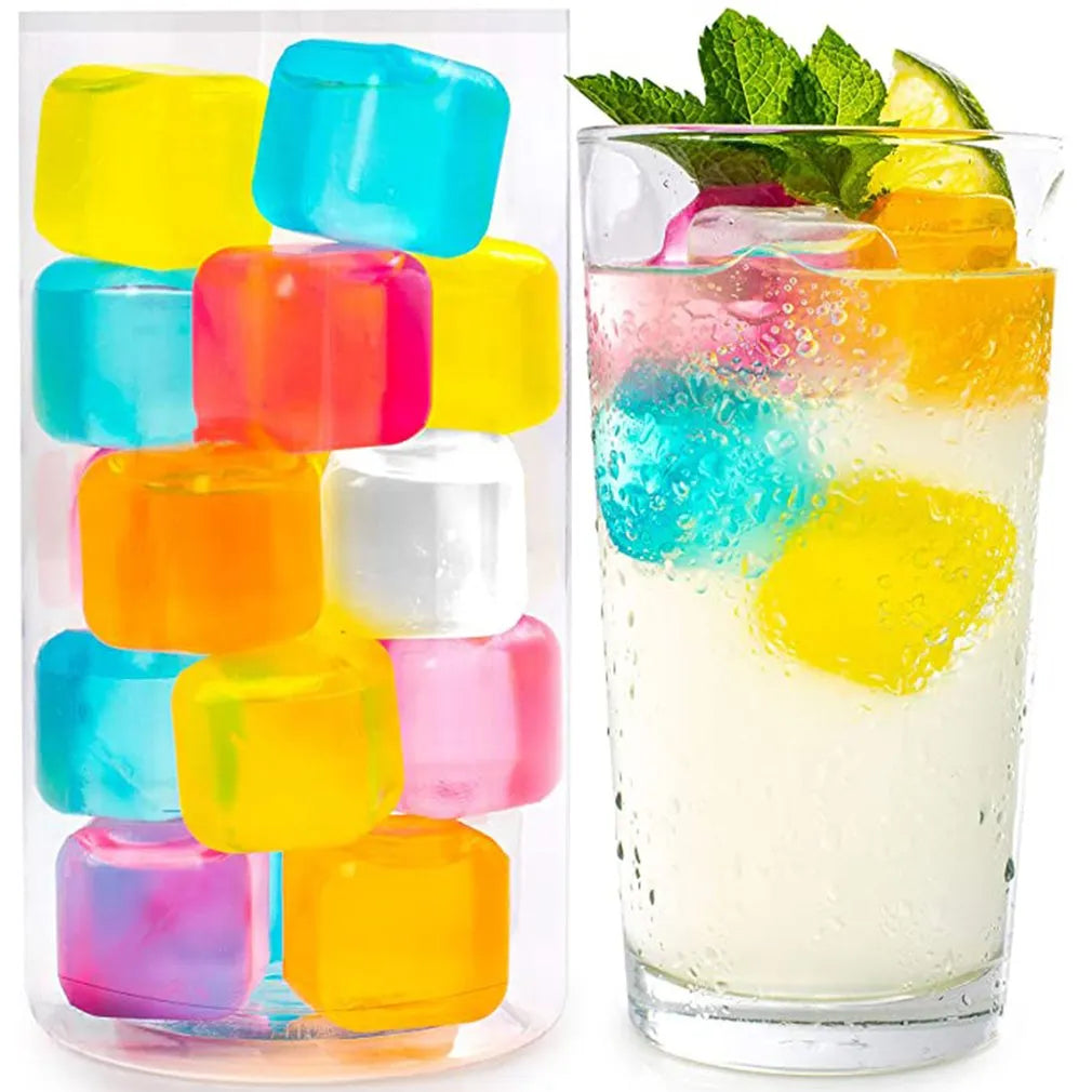 Hot 10Pcs/Pack Ice Cubes Reusable Cubes Colorful Chilling Squares Stones For Fast-Cooling Wine Whisky Drinks Party Bar Tool