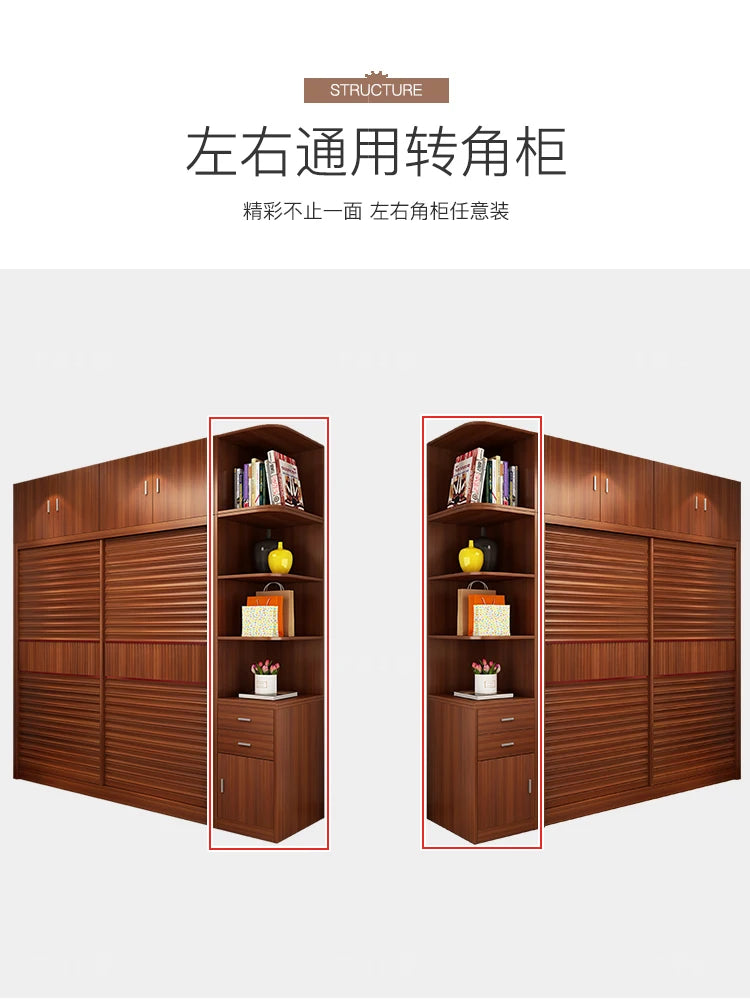 Wardrobe sliding door modern simple solid wood assembly home bedroom overall sliding door combination Chinese wardrobe