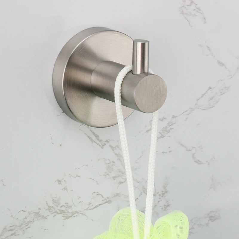 Brushed Nickel Bathroom Accessories Towel Bar Hooks Towel Rack Shelving Roll Paper Holder Toilet Brush Soap Dish Glass Shelf