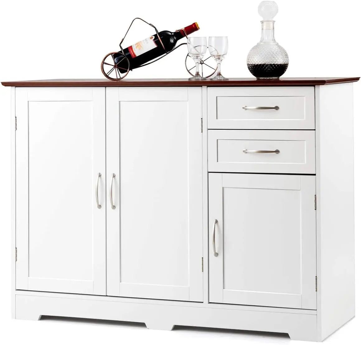 Buffet Sideboard Storage Credenza Cabinet Console Table Kitchen Dining Room Furniture Organizer Cupboard with Door and Drawers