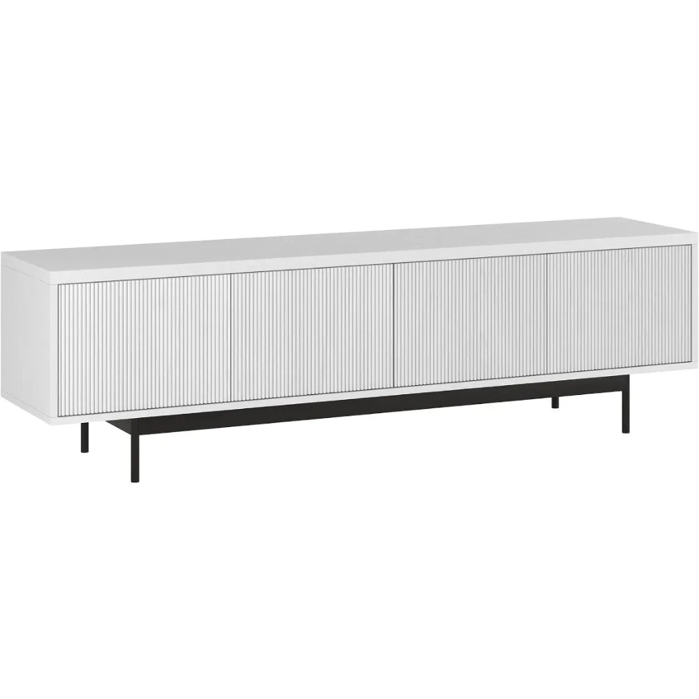 Luxury living room cabinet, TV stand, with 4 storage cabinets and table legs, 70 inches wide, white