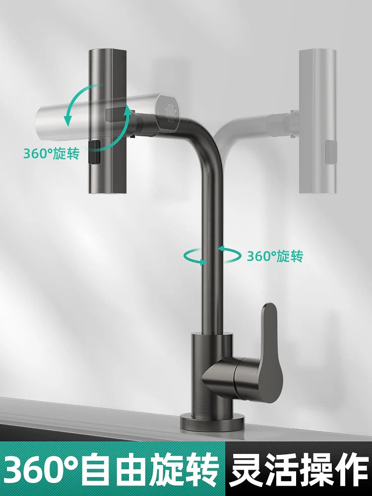 Kitchen cold and hot water faucet wash basin can be universal rotation bathroom household wash basin faucet