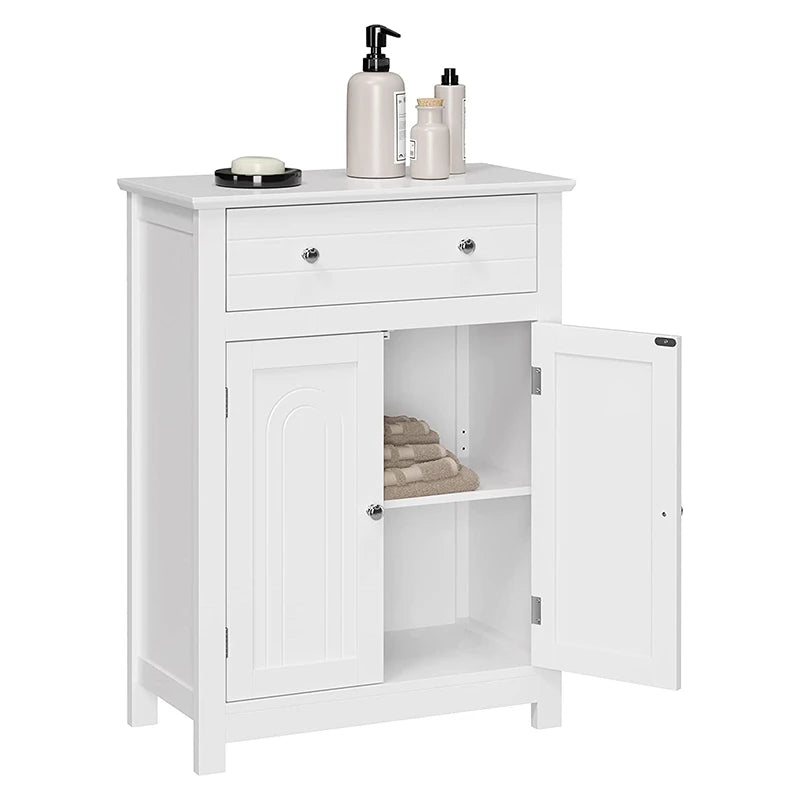 Bathroom Storage Cabinet Free Standing, with Drawer and Adjustable Shelf, Kitchen Cupboard, Wooden Entryway Storage Cabinet
