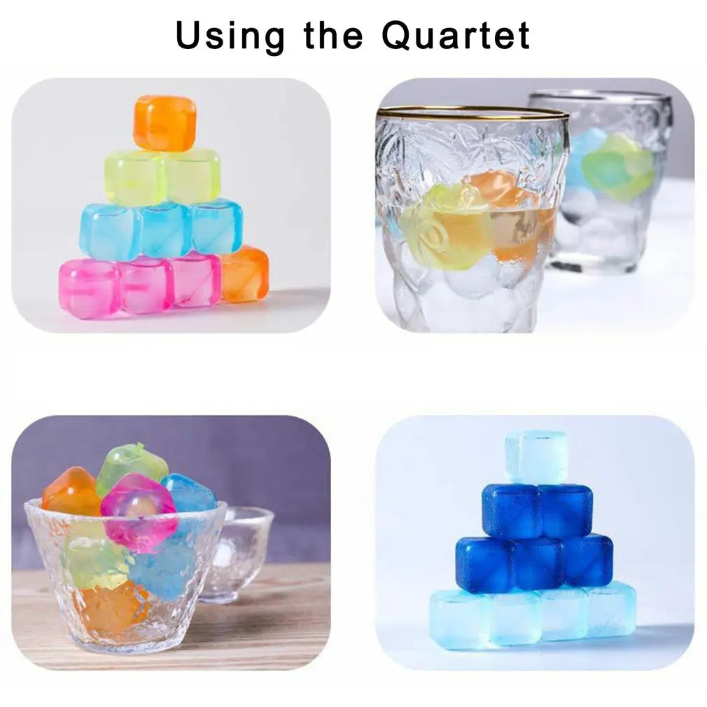 Hot 10Pcs/Pack Ice Cubes Reusable Cubes Colorful Chilling Squares Stones For Fast-Cooling Wine Whisky Drinks Party Bar Tool