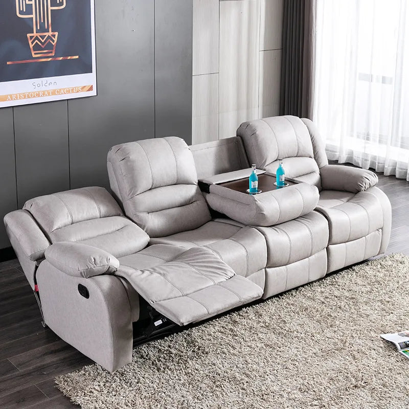 intelligent three-person combination electric technology cloth living room high quality silent stretch step functional sofa