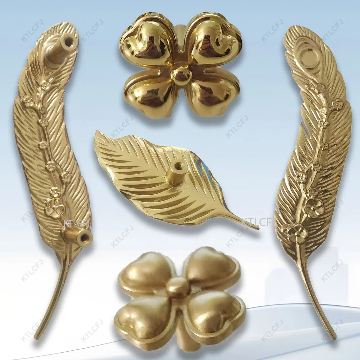 Accessories Flower/Leaf Shaped Drawer Door Cabinet Handle Furniture Light Luxury Brass Forged Handle