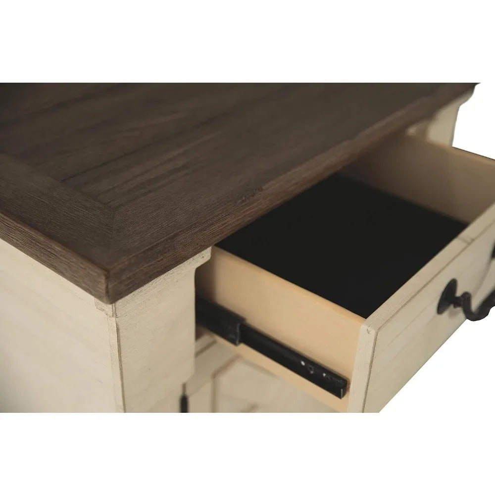 Farmhouse 1 Drawer Nightstand With Outlets & USB Charging Ports Bedside Table Antique White Freight Free Home Furniture