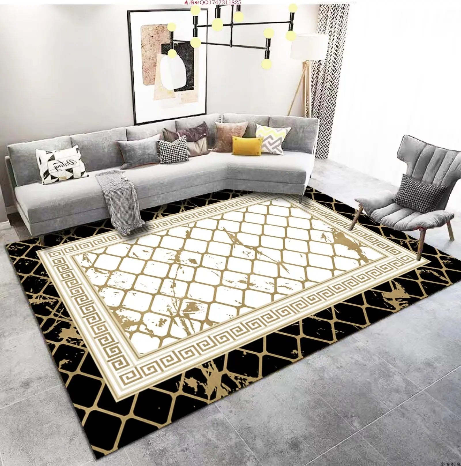 Marble Texture Living Room Carpets Luxury Home Decor Large Rug Sofa Chair Area Rugs Bedroom Bedside Non-slip Floor Mats Washable