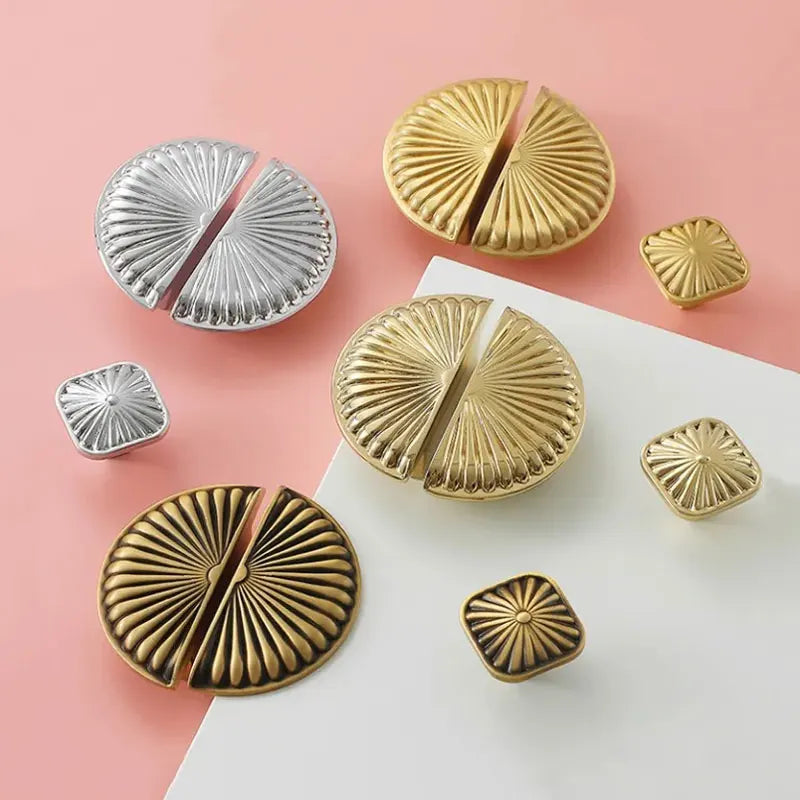 Solid Brass Semicircle Cabinet Handles Bright Gold Wardrobe Pulls Door Knobs Light Luxury Furniture Hardware Kitchen Accessories