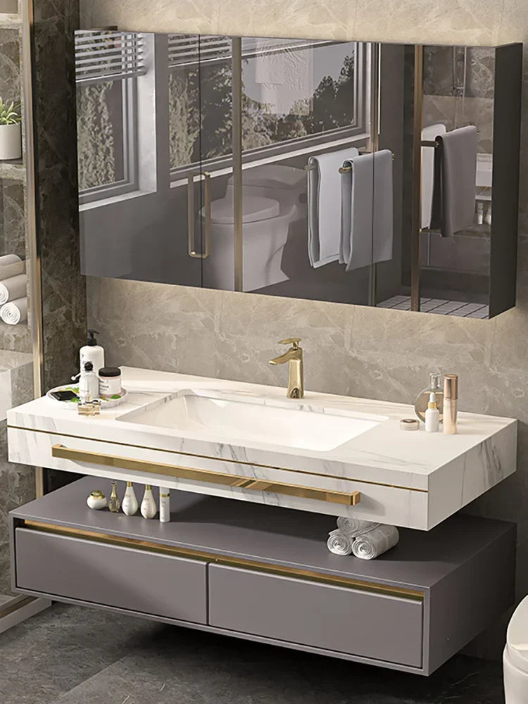Intelligent Solid Wood Modern Luxury Bathroom Cabinet,and Washbasin