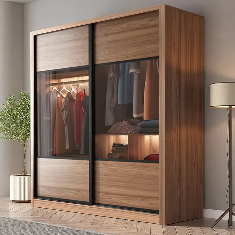 Modern Simple Wardrobe Glass Sliding Door Divider Women Storage Organizer Closet Bedroom Unique Quarda Roupra Household Items