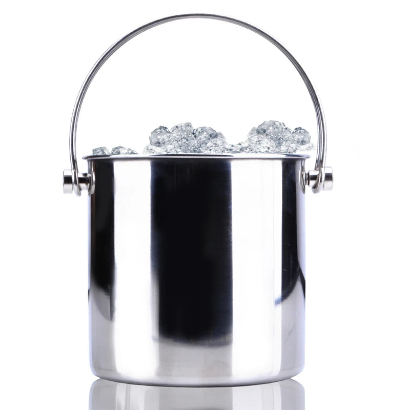 1.2L Stainless Steel Ice Bucket Wine Champagne with Strainer & Ice Tong Barware