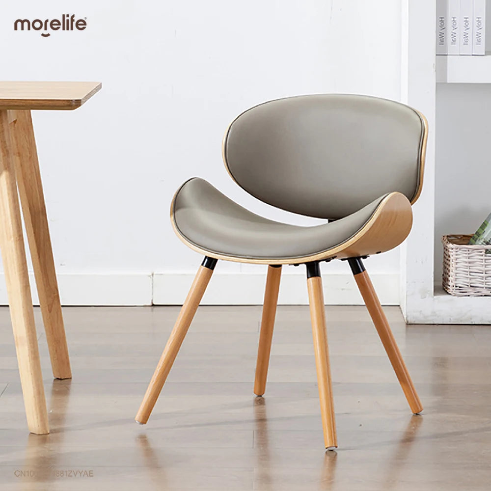 Minimalist Wooden Dining Chairs Relaxing Luxury Kitchen Backrest Creative Design Faux Leather Dinning Chairs Free Shipping