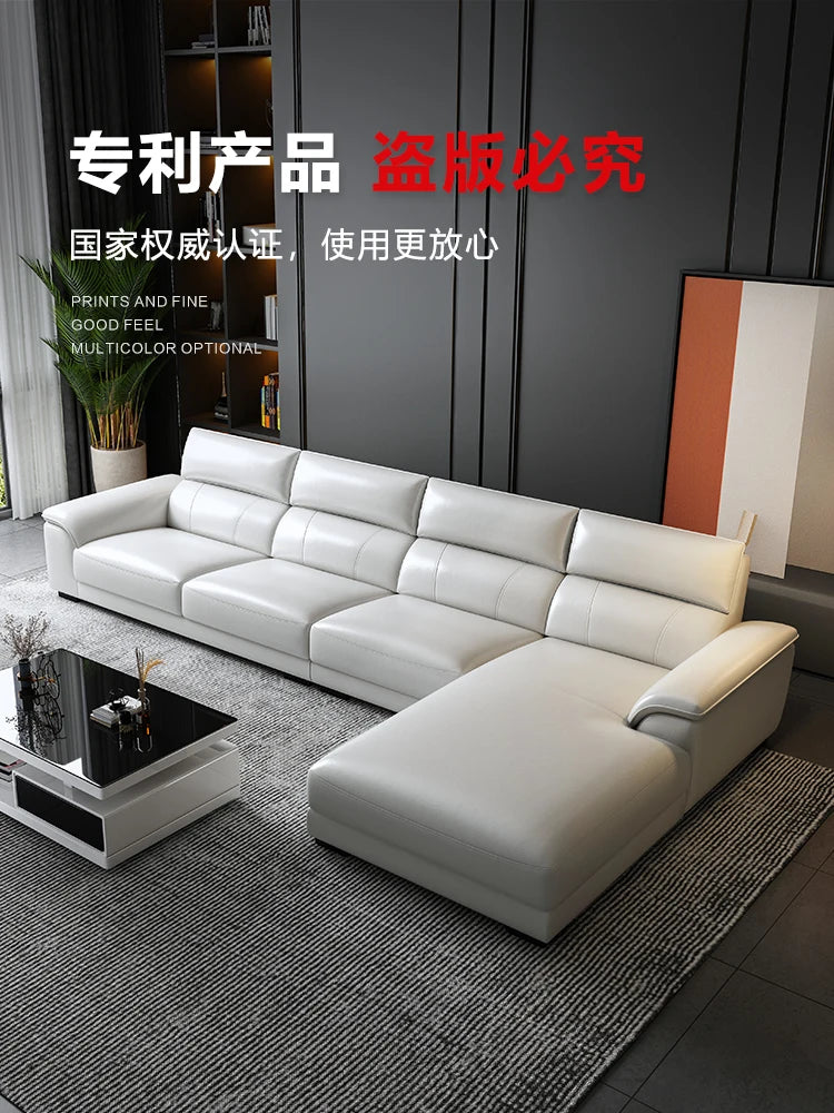 Italian style leather sofa size modern simple high-end cowhide living room sofa set living room combination sofa furniture