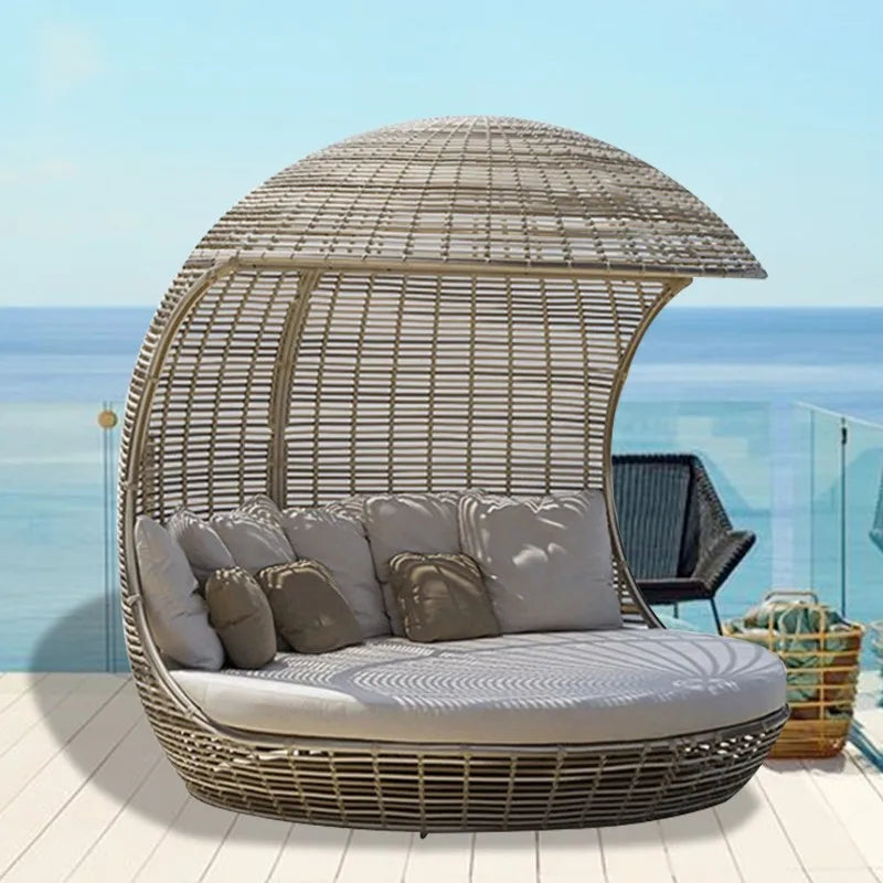Outdoor sofa, bird's nest rattan bed, villa, courtyard terrace, scenic spot, creative birdcage sofa