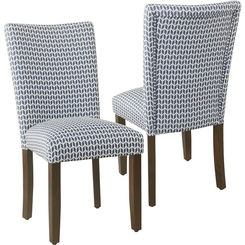 Dining chairs in cotton weave with stylish dark walnut veneer, luxurious design, two-piece set