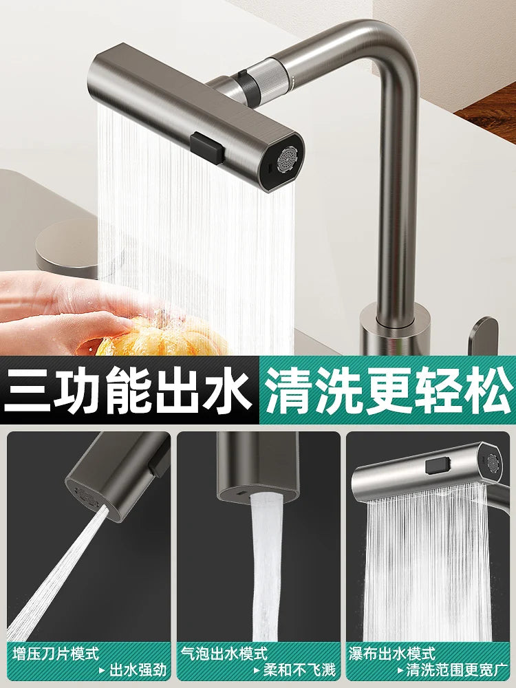 Kitchen cold and hot water faucet wash basin can be universal rotation bathroom household wash basin faucet