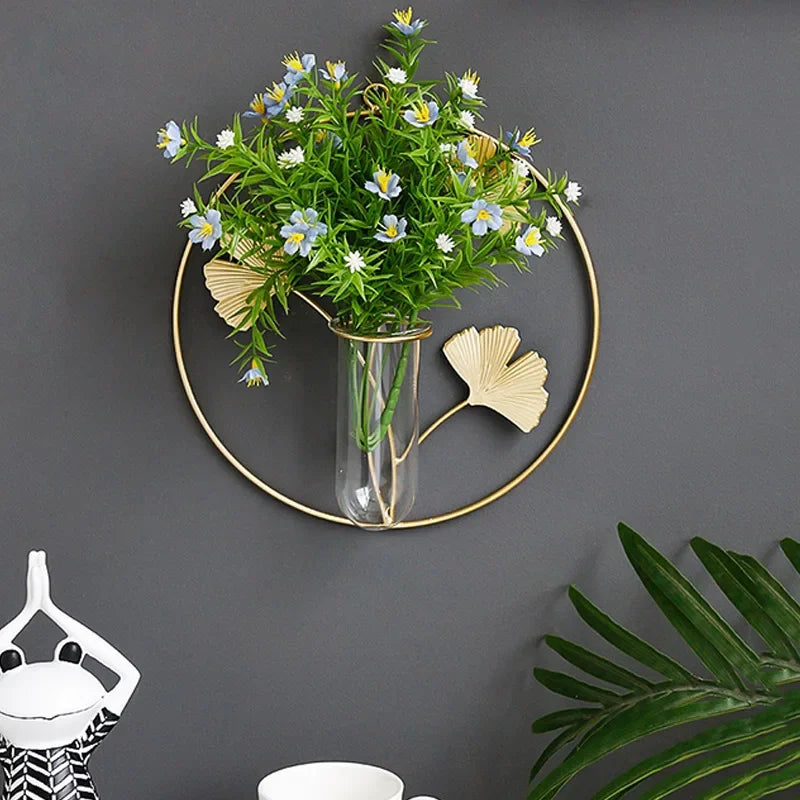 Simple Light Luxury Iron INS Dry Flower Vase Wall Decorations Home Living Room Bedroom Background Wall Decoration Accessories