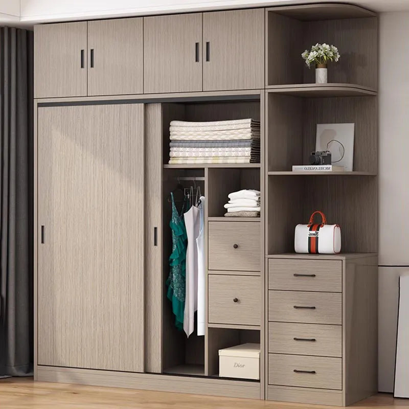 Modern European Wardrobe Storage Drawers Multifunction Wooden Wardrobe Bedroom Organizer Armario Para Ropa Room Furniture