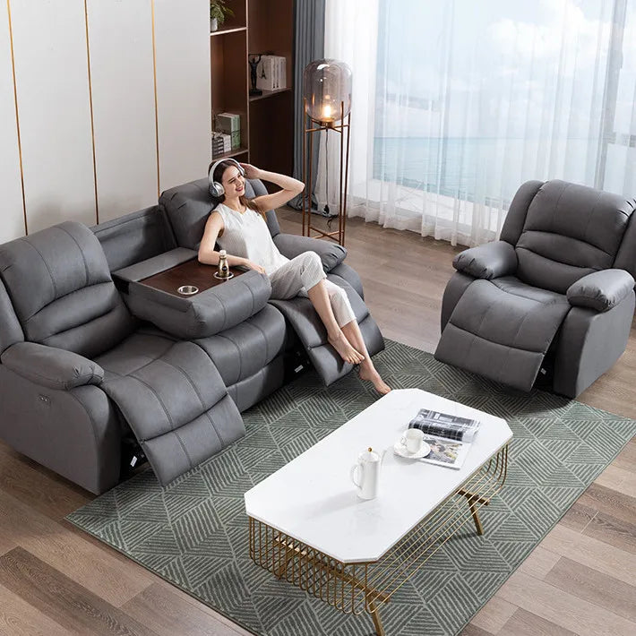 intelligent three-person combination electric technology cloth living room high quality silent stretch step functional sofa